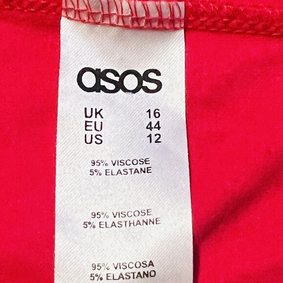 ASOS Hot Pink Criss Cross Viscose Blend Stretchy Party Dress Festival Size 12 - Picture 10 of 11
